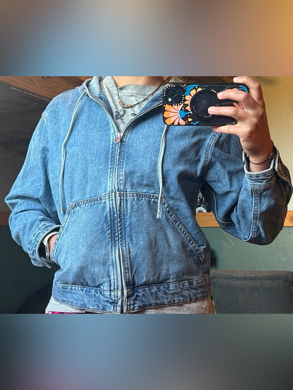 wild fable Denim Zip Hoodie Jacket - Women XXS (Fits like a Small)